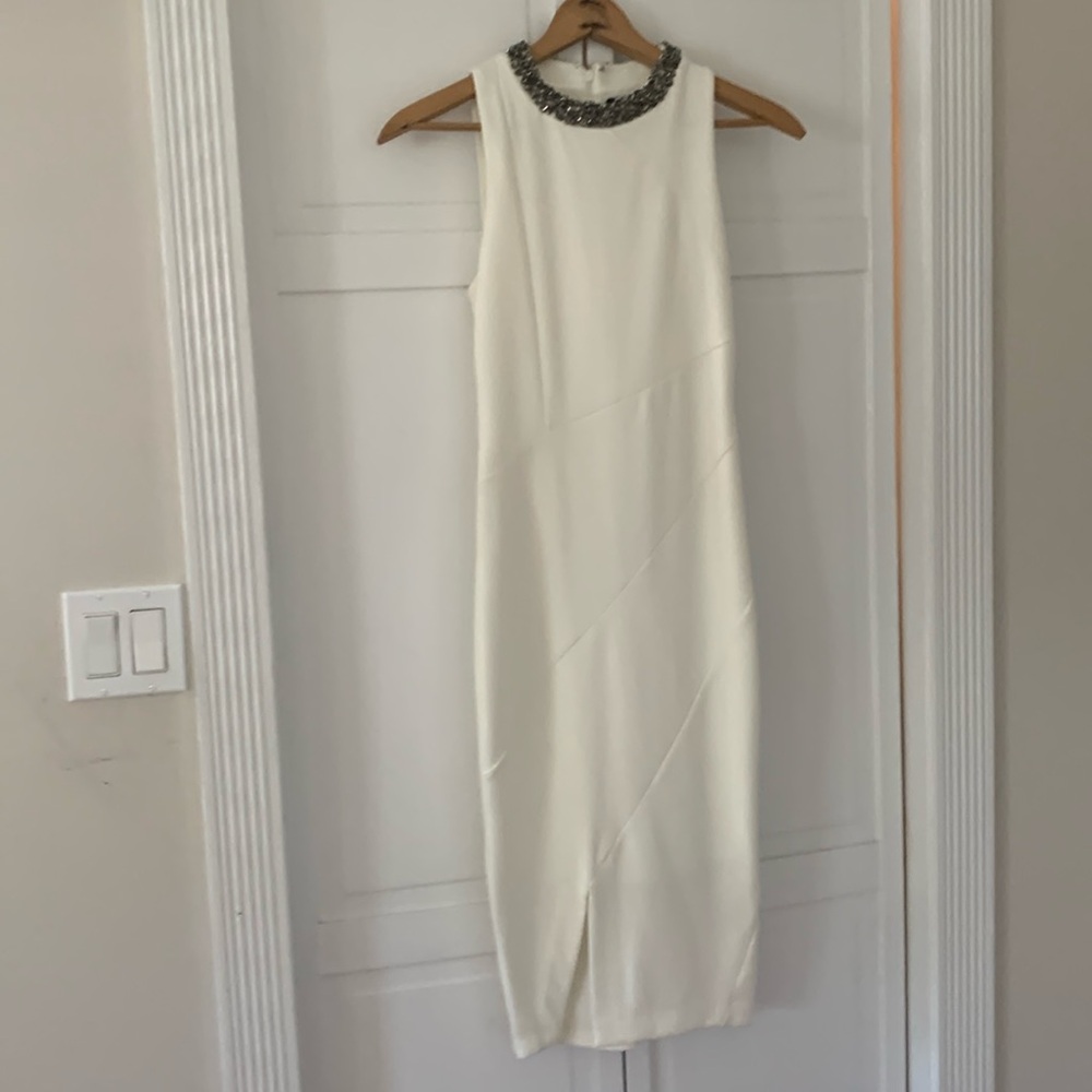 Never worn white beaded collar dress